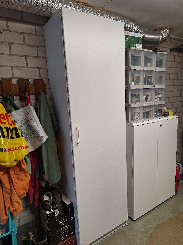 Hoge Bruynzeel kast H202xB60xD40, wit., Ophalen, Gebruikt