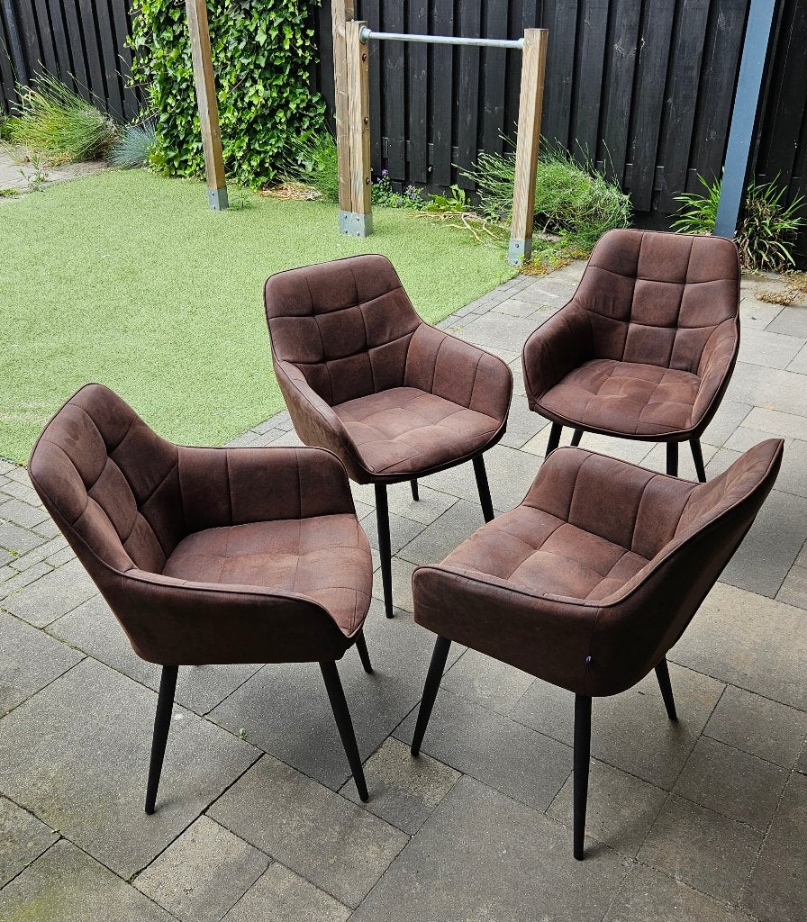 4 Colenis stoelen (kuipstoelen, eettafel), Huis en Inrichting, Stoelen, Ophalen, Zo goed als nieuw, Bruin, Vier