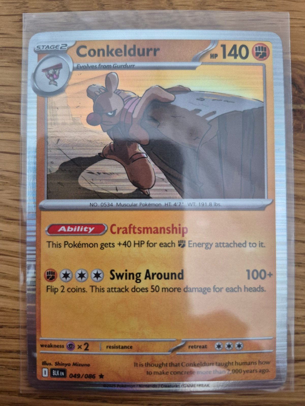 Conkeldurr 049/086 Rare Holo, Ophalen of Verzenden, Zo goed als nieuw, Losse kaart, Foil