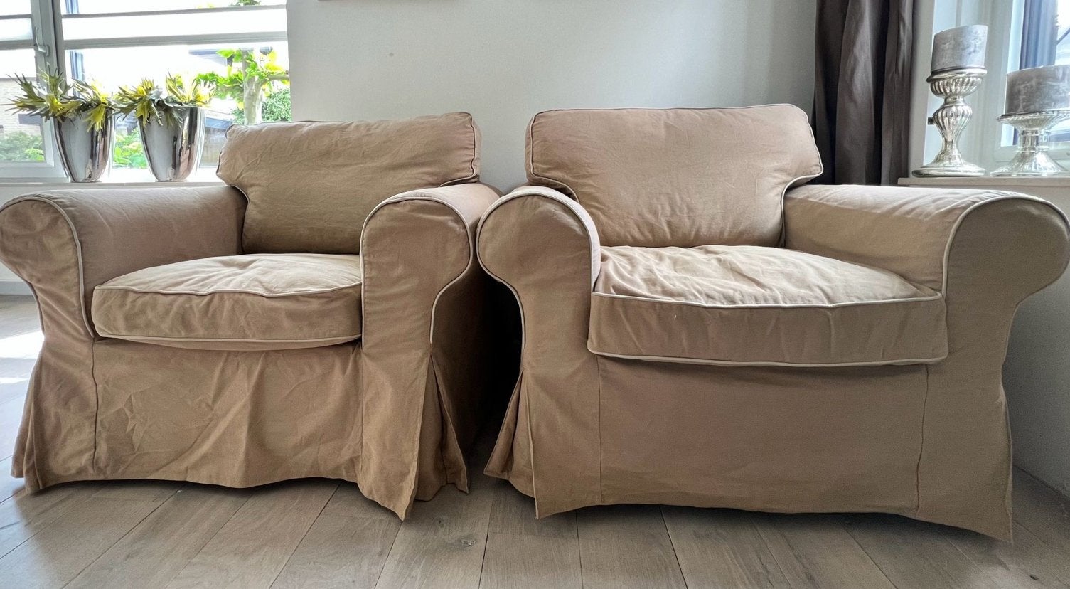 IKEA Ektorp 2-zitsbank en fauteuils met wasbare overhoezen, Ophalen, Stof, 75 tot 100 cm, 125 cm of meer