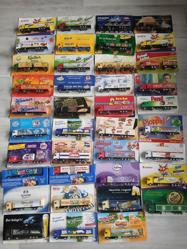 72 stuks vrachtwagencombinaties NIEUW op blister 1:87, Overige merken, 1:50 of kleiner, Nieuw, Ophalen of Verzenden