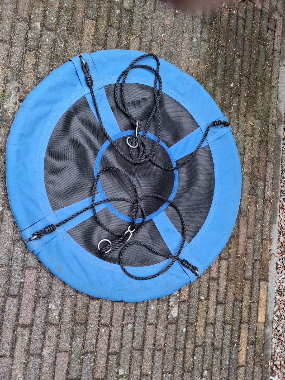 Schommel onderdelen: Vogelnestschommel, turnringen, schijfsc, Ophalen of Verzenden, Gebruikt, Schommel