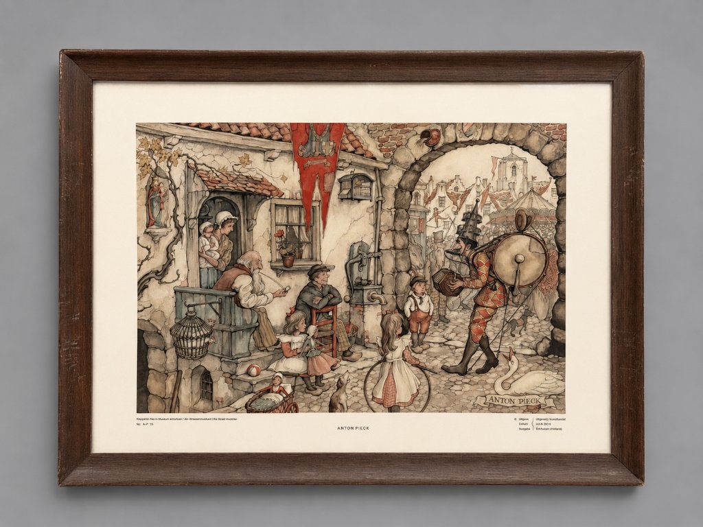 Schilderij Anton Pieck - de Straatmuzikanten, Antiek en Kunst, Kunst | Schilderijen | Klassiek, Overige stijlen, Ophalen of Verzenden