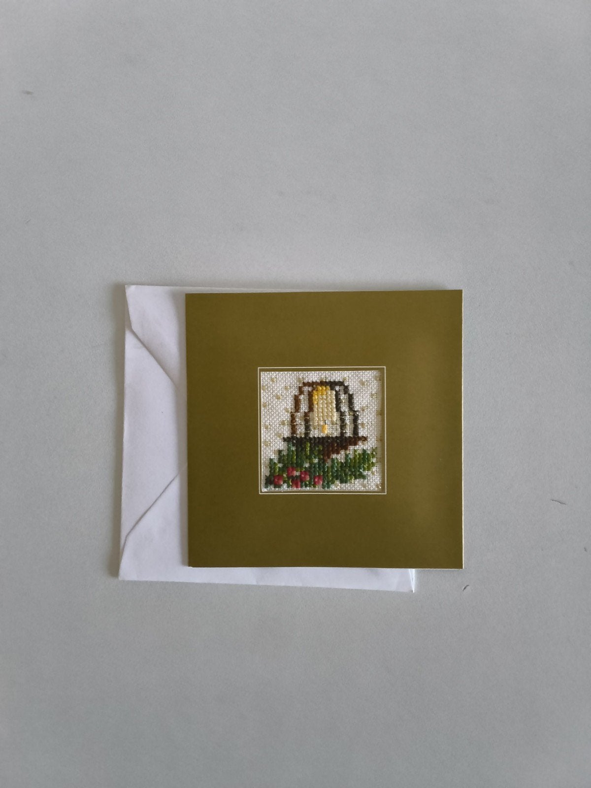 Geborduurde kerstkaart met envelop., Ophalen of Verzenden, Nieuw