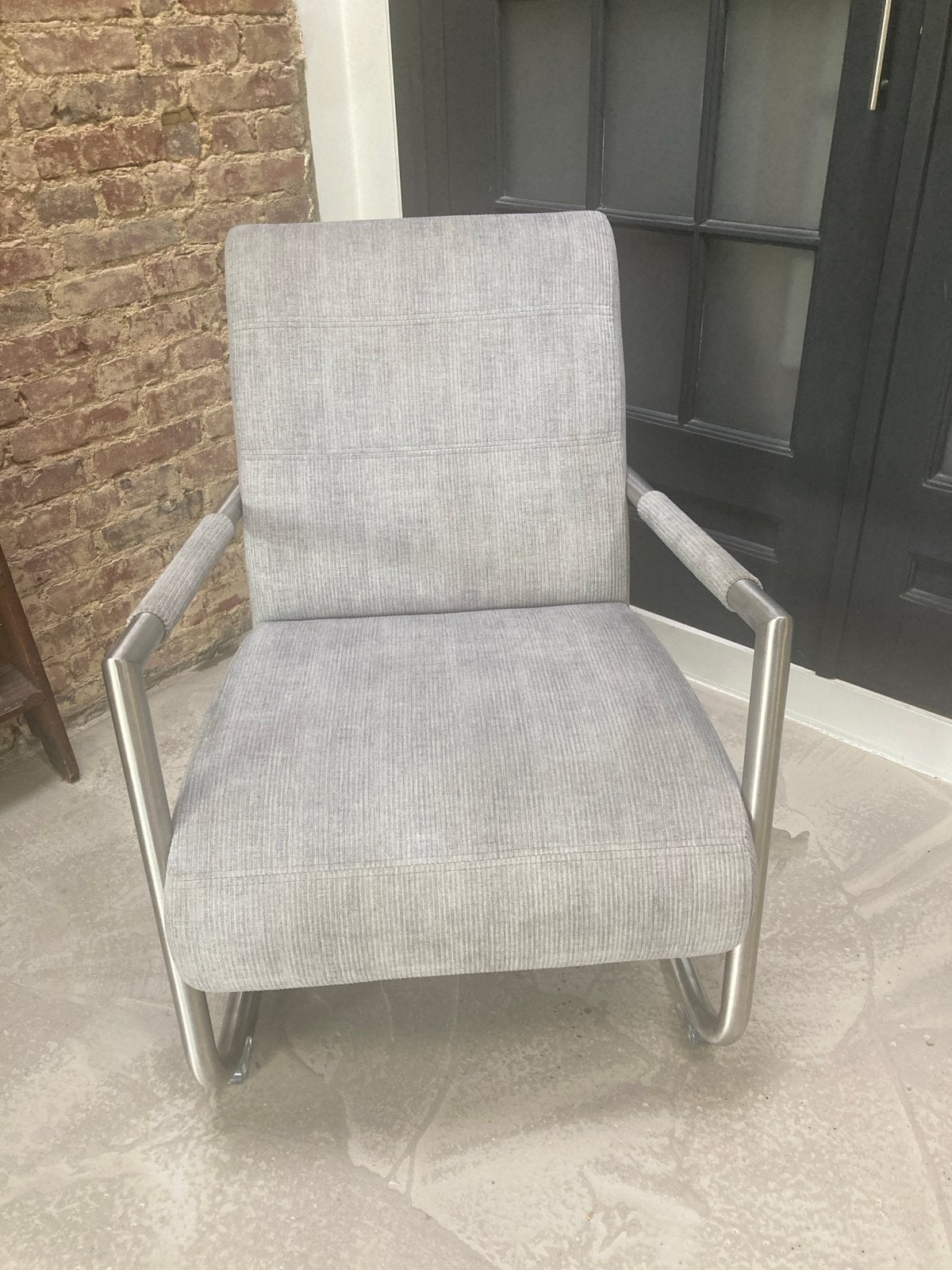 Henders & Hazel stoel grijs ribstof, Huis en Inrichting, Stoelen, Gebruikt, Ophalen of Verzenden, Eén, Stof