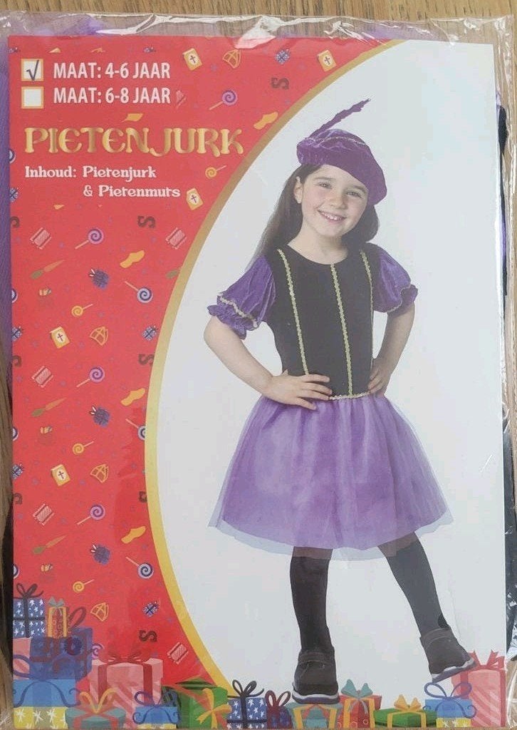 Paarse Pietenjurk voor kinderen 4-6 jaar, Ophalen of Verzenden, Nieuw, 122 t/m 128