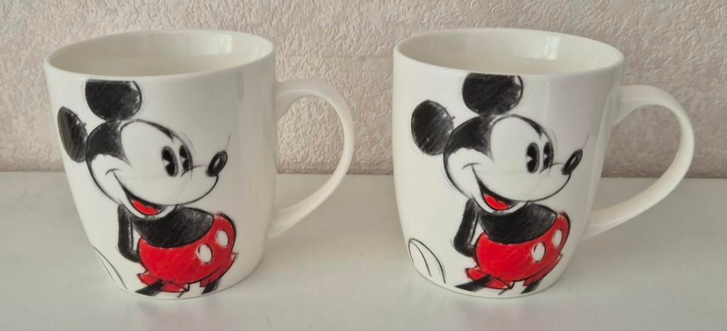 2x Mickey Mouse raw sketch bekers, Ophalen of Verzenden, Mickey Mouse, Zo goed als nieuw