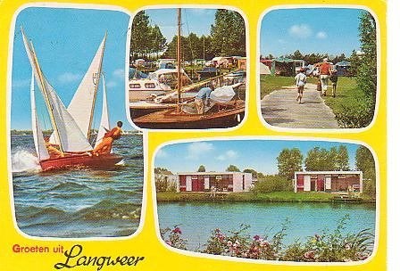 Ansichtkaart 	Langweer	4-luik, Verzenden, 1960 tot 1980, Gelopen, Friesland