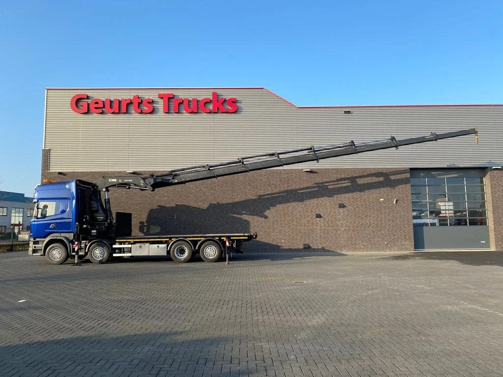 Scania R580 V8 8X2 + HIAB XS 544 E-8 HIPRO KRAAN/KRAN/CRANE/, Auto's, Vrachtwagens, Automaat, Euro 6, Scania, Blauw