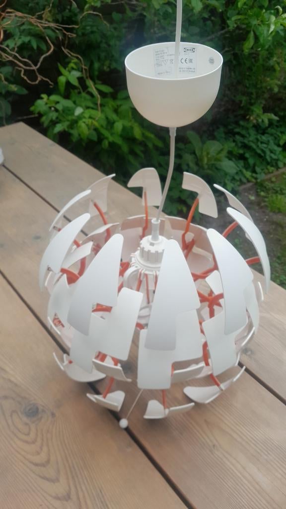 IKEA PS 2014 Hanglamp - Wit/Oranje - Uitschuifbaar, Huis en Inrichting, Lampen | Hanglampen, Ophalen, Kunststof, Zo goed als nieuw