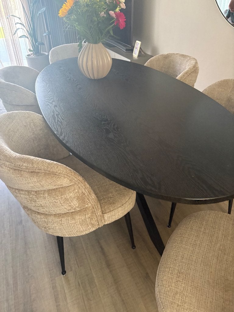Eettafel ovaal zwart, Huis en Inrichting, Tafels | Eettafels, Ophalen, Gebruikt, 100 tot 150 cm, 200 cm of meer