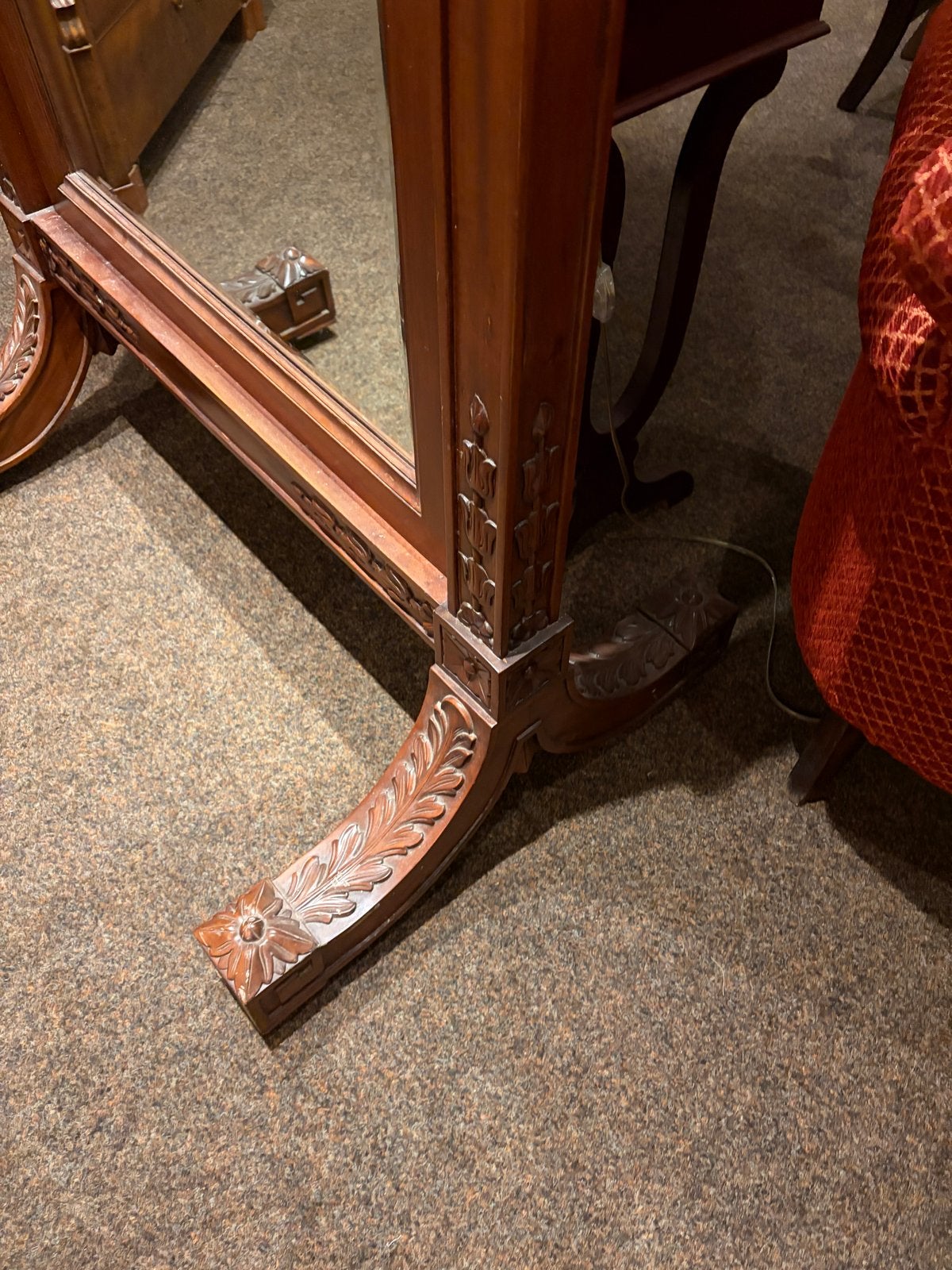 Klassieke Mahonie Cheval Spiegel - Kantelbare Passpiegel, Ophalen, Rechthoekig, 50 tot 100 cm, 150 tot 200 cm