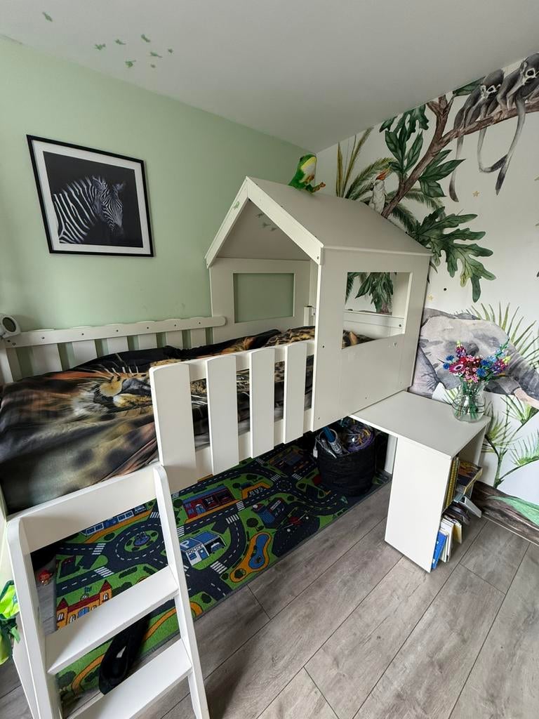 Halfhoogslaper met huisje, Kinderen en Baby's, Kinderkamer | Stapelbedden en Hoogslapers, Gebruikt, Halfhoogslaper, Ophalen