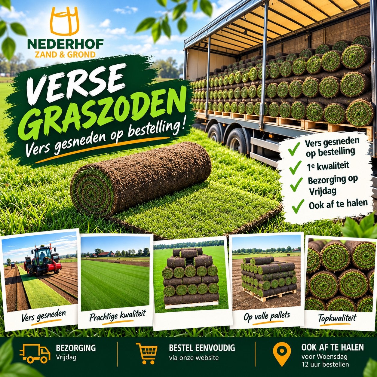 Verse Graszoden Kopen | Den Haag e.o | Bezorgen of Afhalen, Ophalen, Nieuw, 20 m² of meer, Gras