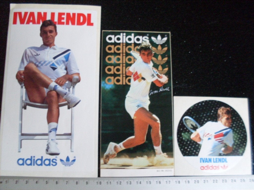 3x sticker adidas logo Ivan Lendl tennissen vintage, Verzenden, Zo goed als nieuw, Merk
