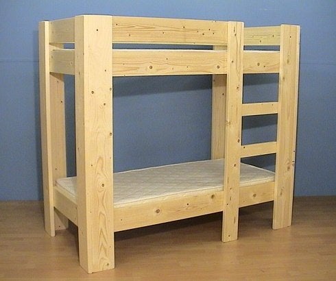 Massief houten Peuterstapelbed 70x150 cm, Ophalen of Verzenden, Nieuw, Hoogslaper
