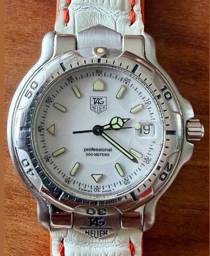 Prachtige TAG Heuer 6000 Professional (Ref. WH1111-K1), Leer, Staal, Polshorloge, Ophalen of Verzenden