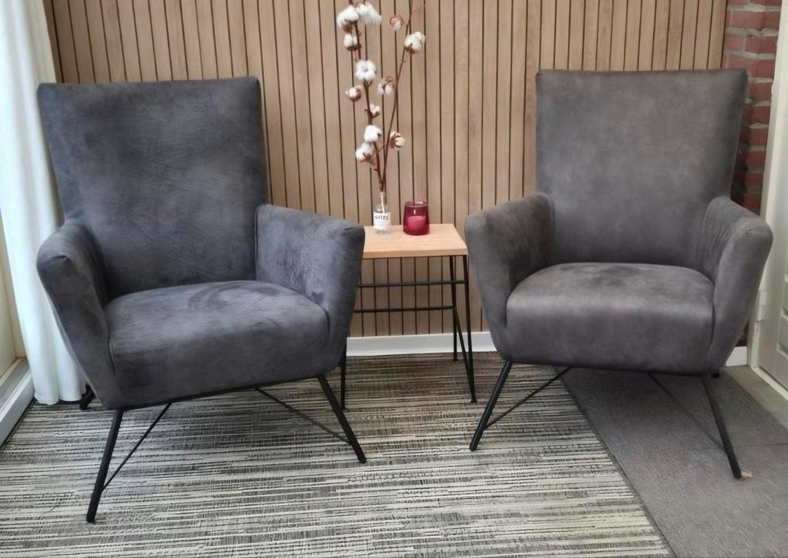 Just design Fauteuils industriële stoer bruine stof mancave, Huis en Inrichting, Fauteuils, Zo goed als nieuw, Leer, Metaal, Stof