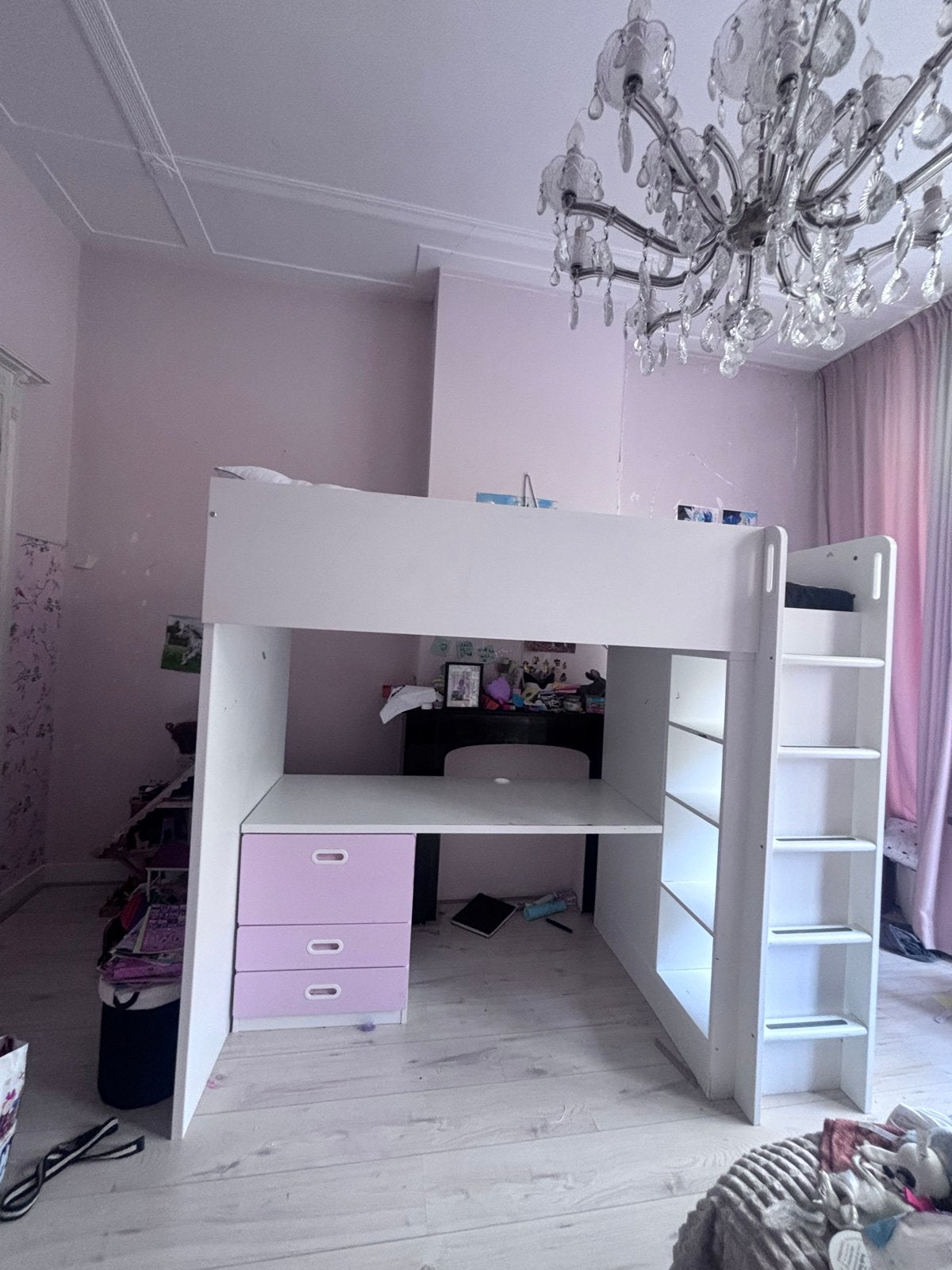 IKEA SMÅSTAD Hoogslaper met bureau en kledingkast, Ophalen, Gebruikt, Eenpersoons, 200 cm