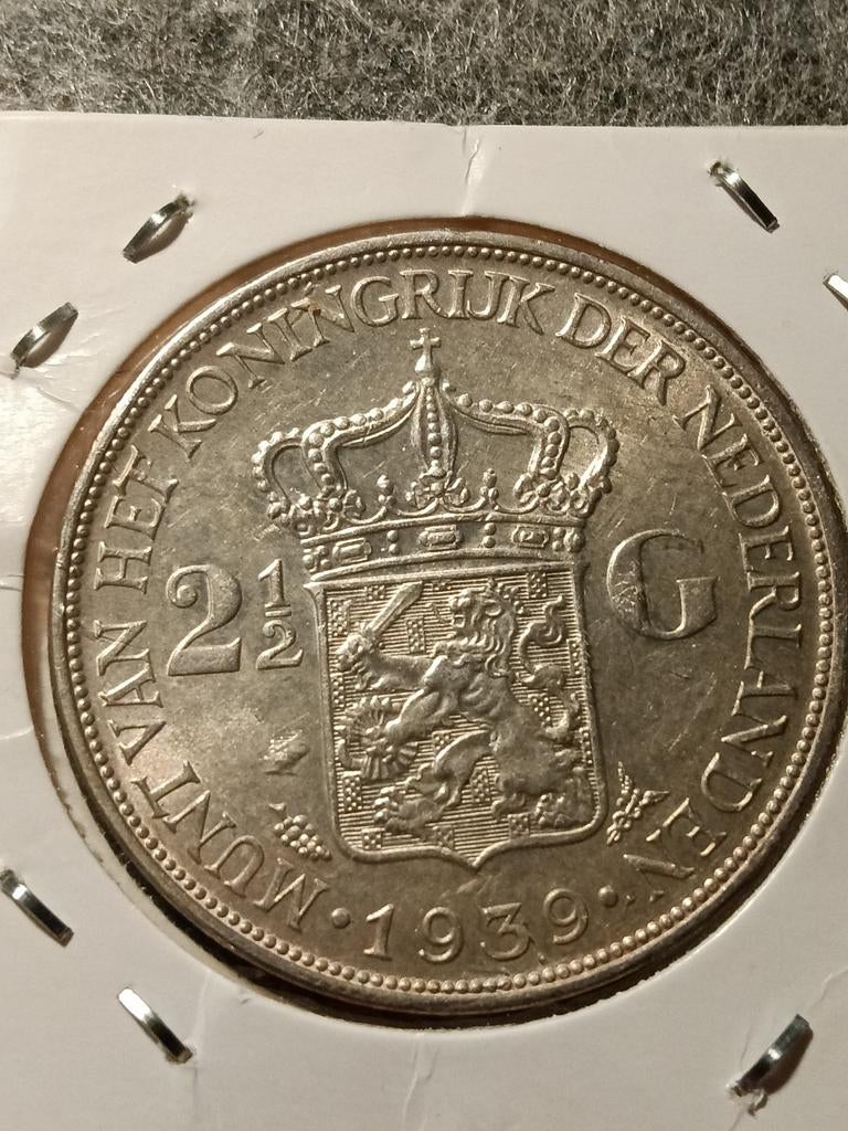 Rijksdaalder Wilhelmina 1939, Ophalen of Verzenden, Koningin Wilhelmina, 2½ gulden, Zilver