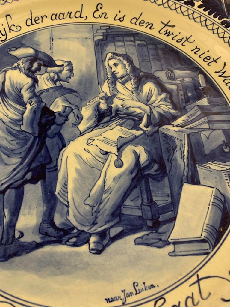 Zeldzaam Delft Porceleyne Fles Wandbord 'De Advokaat', Ophalen of Verzenden