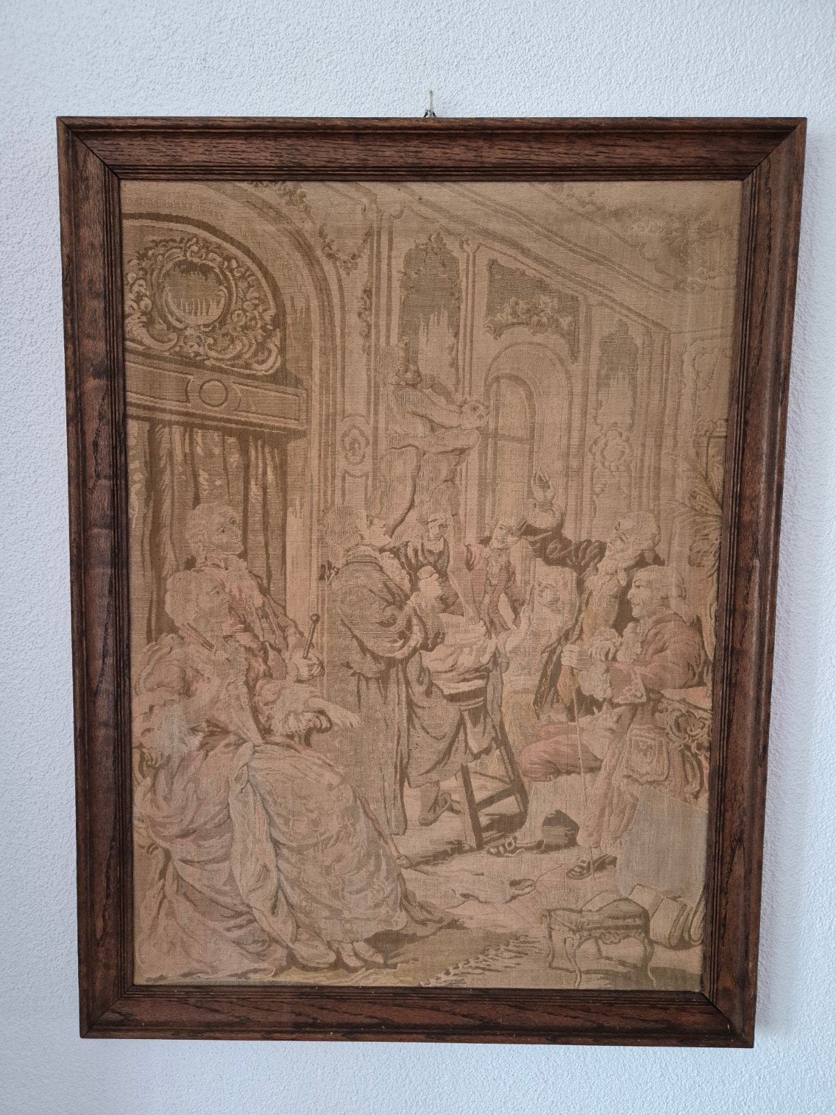 2 Vintage Gobelin Wandtapijten – Rococostijl in Eikenhouten, Ophalen of Verzenden