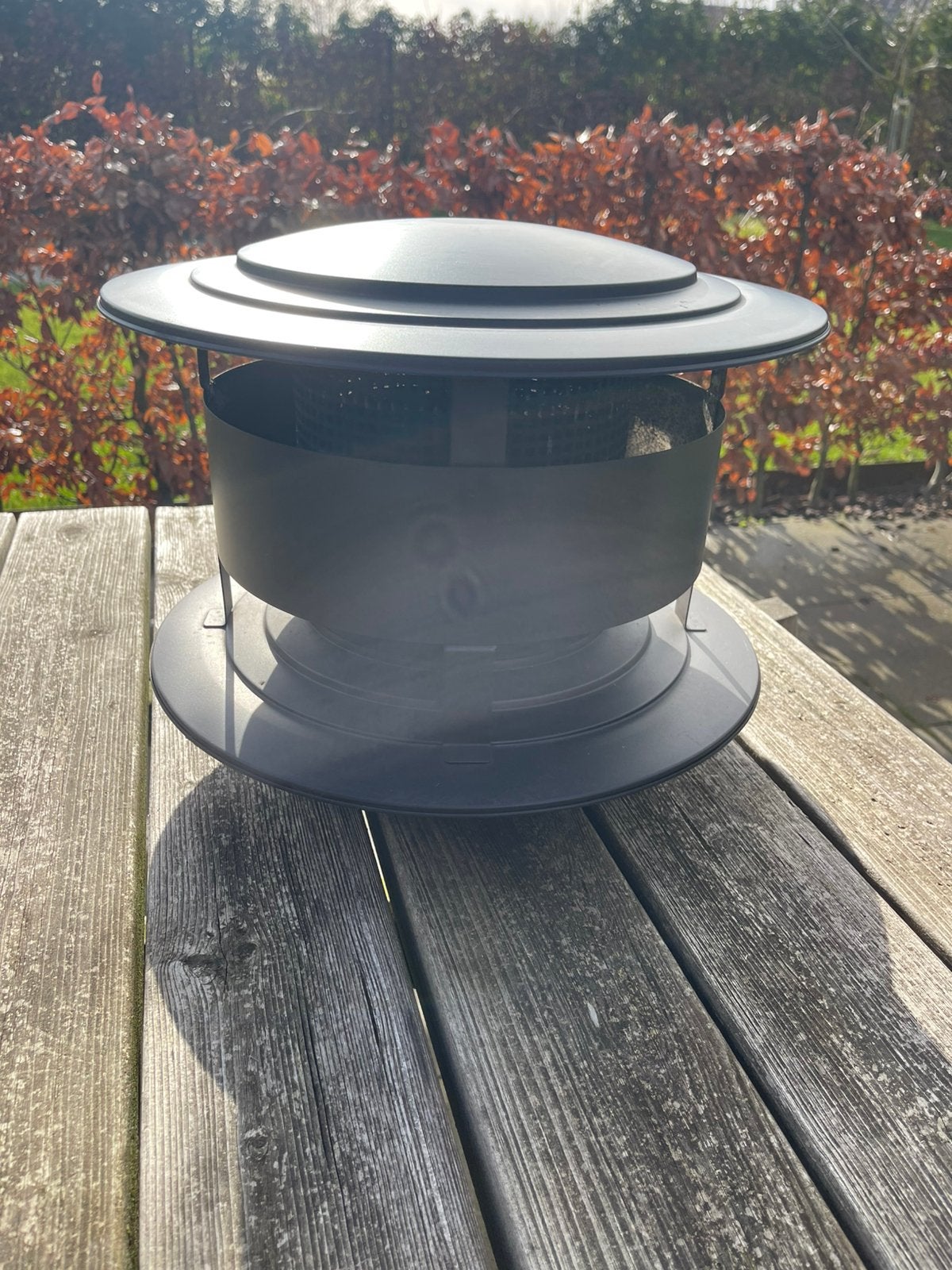 Trekkap met vonkenvanger / gaas zwart diameter 200mm, Huis en Inrichting, Ophalen of Verzenden, Zo goed als nieuw, Vrijstaande haard