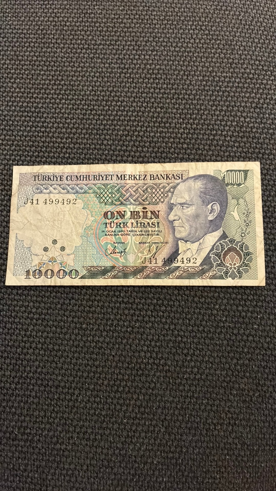 Turkije 10.000 lira 1970, Ophalen of Verzenden, Overige landen