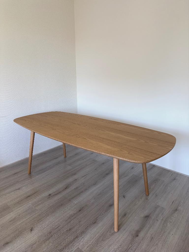 Ovale eettafel Scandinavisch design 200 x 90 cm naturel hout, Huis en Inrichting, Tafels | Eettafels, Ophalen, 200 cm of meer