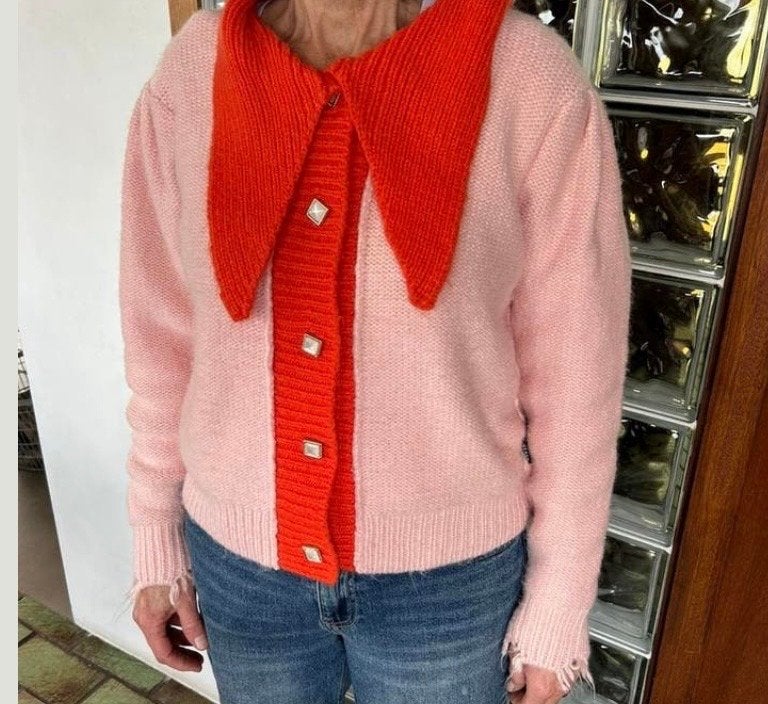 Roze vest met oranje kraag en knopen - Silvian Heach, Ophalen of Verzenden, Gedragen, Maat 42/44 (L), Roze