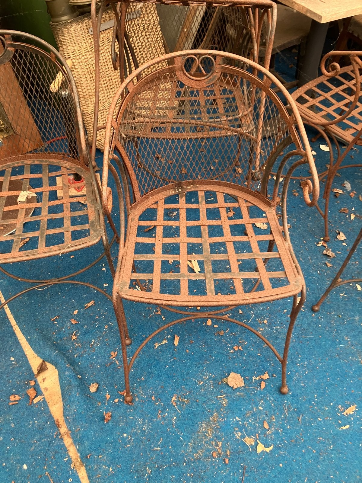 Vintage roestige metalen tuinstoelen (set van 6, Ophalen