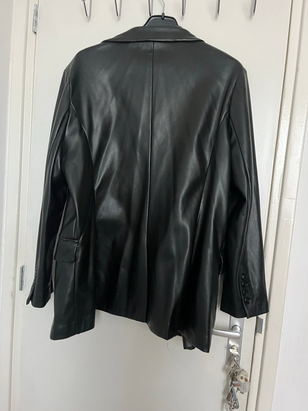 Zwarte faux leren blazer - Maat M, Ophalen of Verzenden, Zo goed als nieuw, Maat 38/40 (M), Zwart