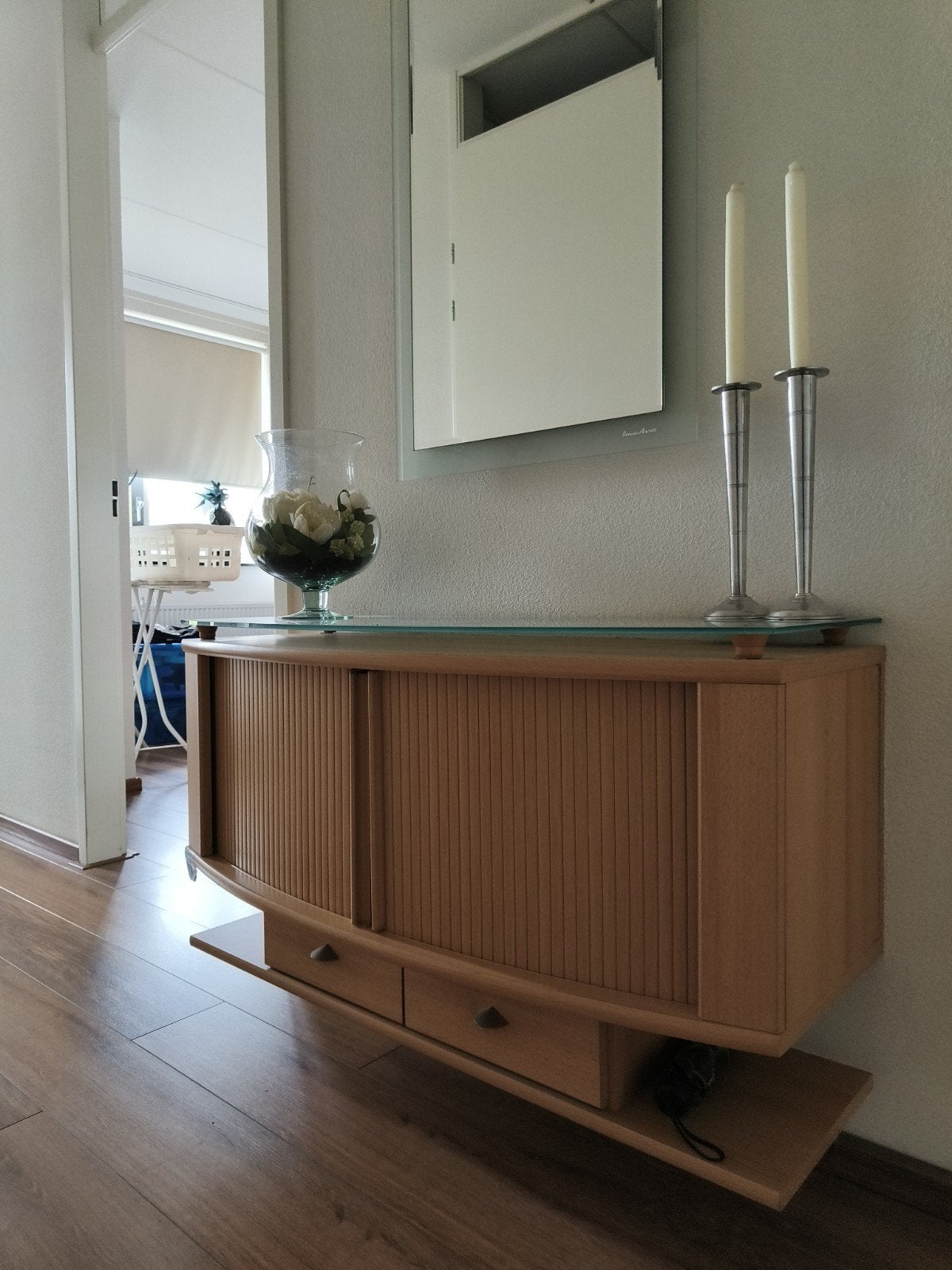 Dressoir met spiegel, Ophalen, Gebruikt, 100 tot 150 cm, Glas