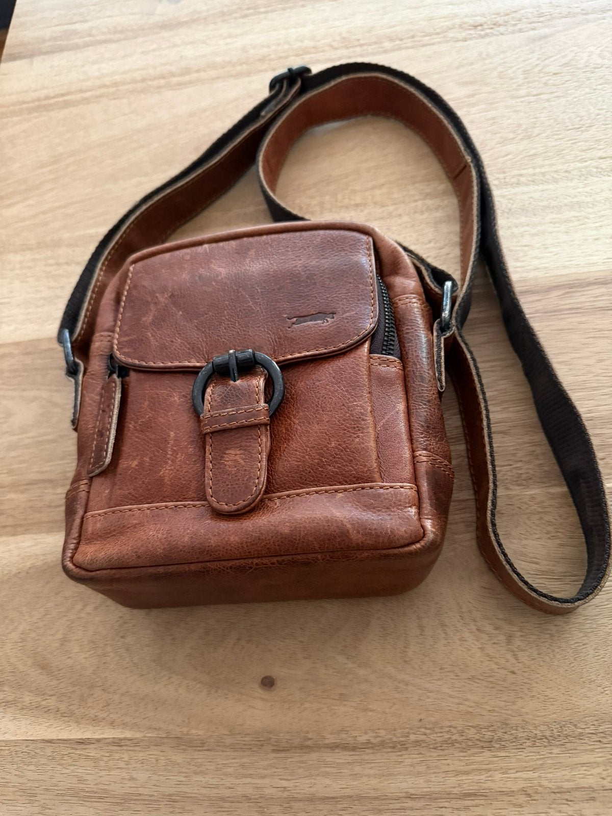 Leuk lederen schoudertasje 20 x 20 cm VEN-TOMY, Ophalen of Verzenden, Zo goed als nieuw, Bruin