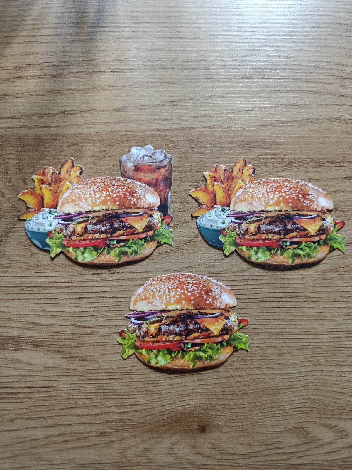 3D plaatjes hamburger met friet en cola en saus,, Ophalen of Verzenden, Nieuw, Overige thema's