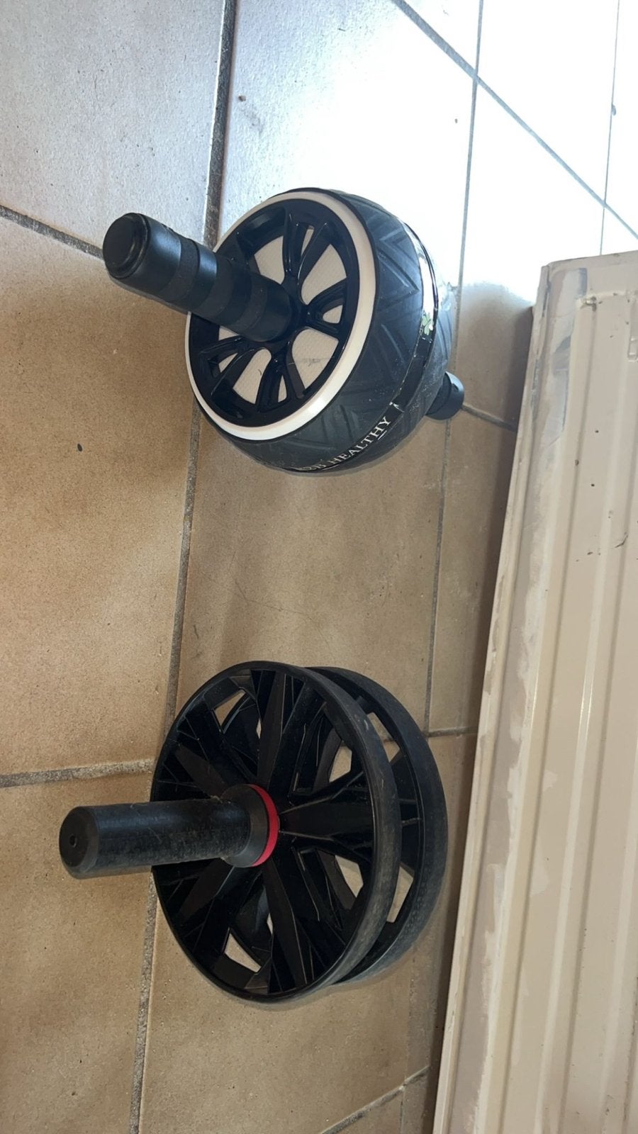Buikspierwielen (2 stuks), Sport en Fitness, Fitnessmaterialen, Ophalen, Gebruikt, Buik, Buikspierwiel