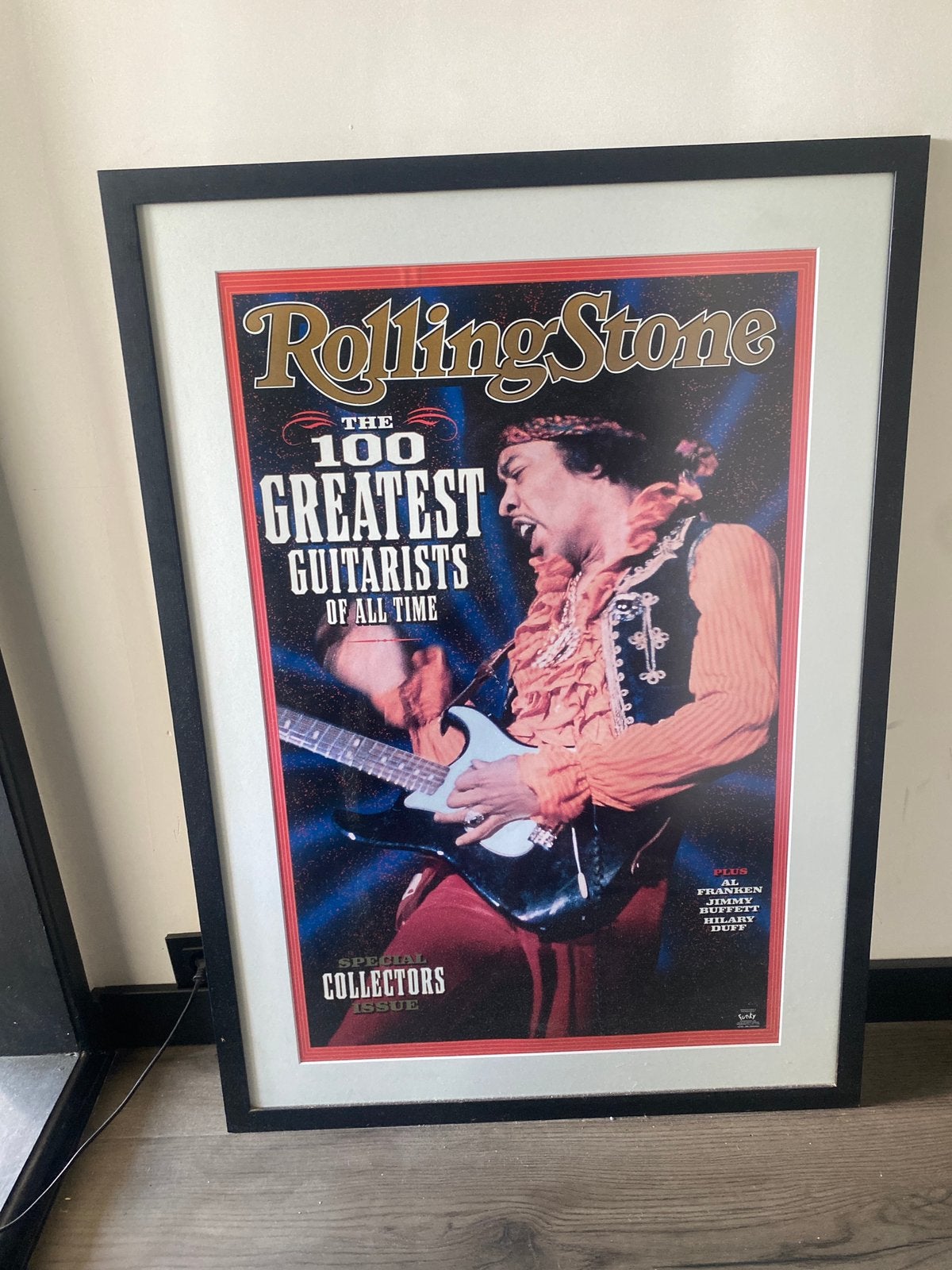 Grote ingelijste poster jimi hendrix rolling stones, Ophalen, Zo goed als nieuw, Poster, Artwork of Schilderij