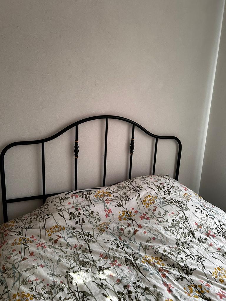 Zwart metalen bedframe 160x200 cm, Ophalen, Gebruikt, Zwart, Tweepersoons