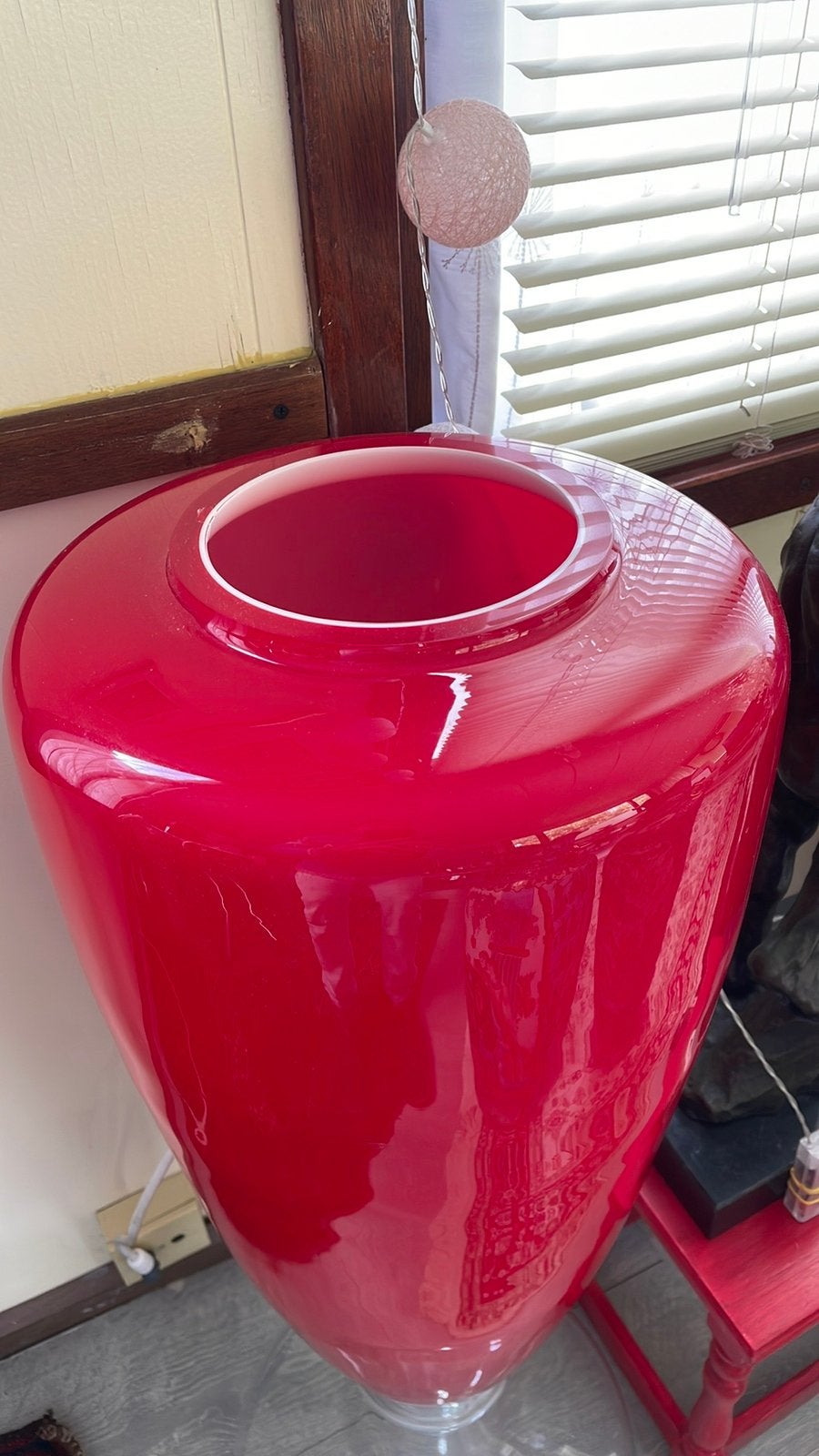 Mooie rode vaas van glas 90cm hoog, Ophalen, Glas, Rood, 90 cm