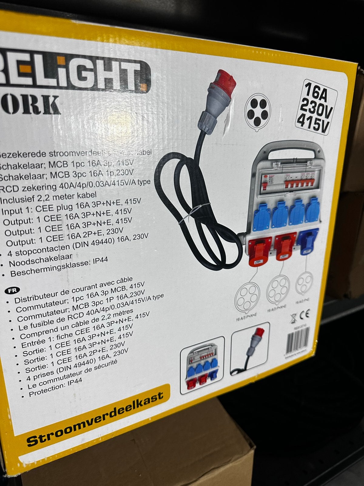 Stroomverdeelkast 16A 230V 415V met 2,2m kabel, Ophalen of Verzenden, Nieuw, Overige merken, Overige typen