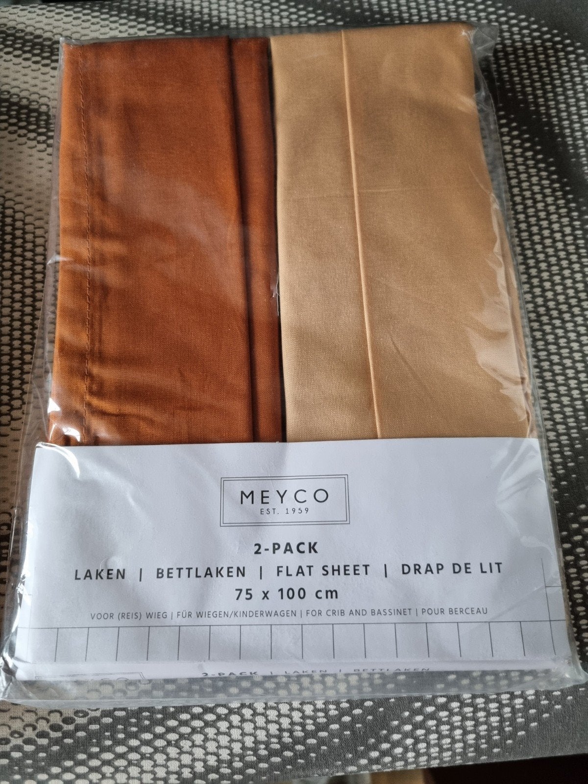 Meyco Laken 2-pack 75x100 cm voor wieg/kinderwagen, Bruin, Jongetje of Meisje, Hoeslaken of Sloop, Meyco