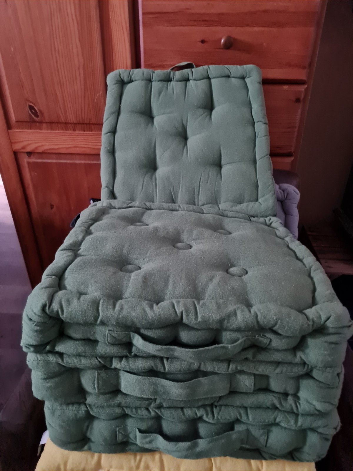 Matraskussens, 38 cm x 38 cm, groen, Ophalen, Zo goed als nieuw