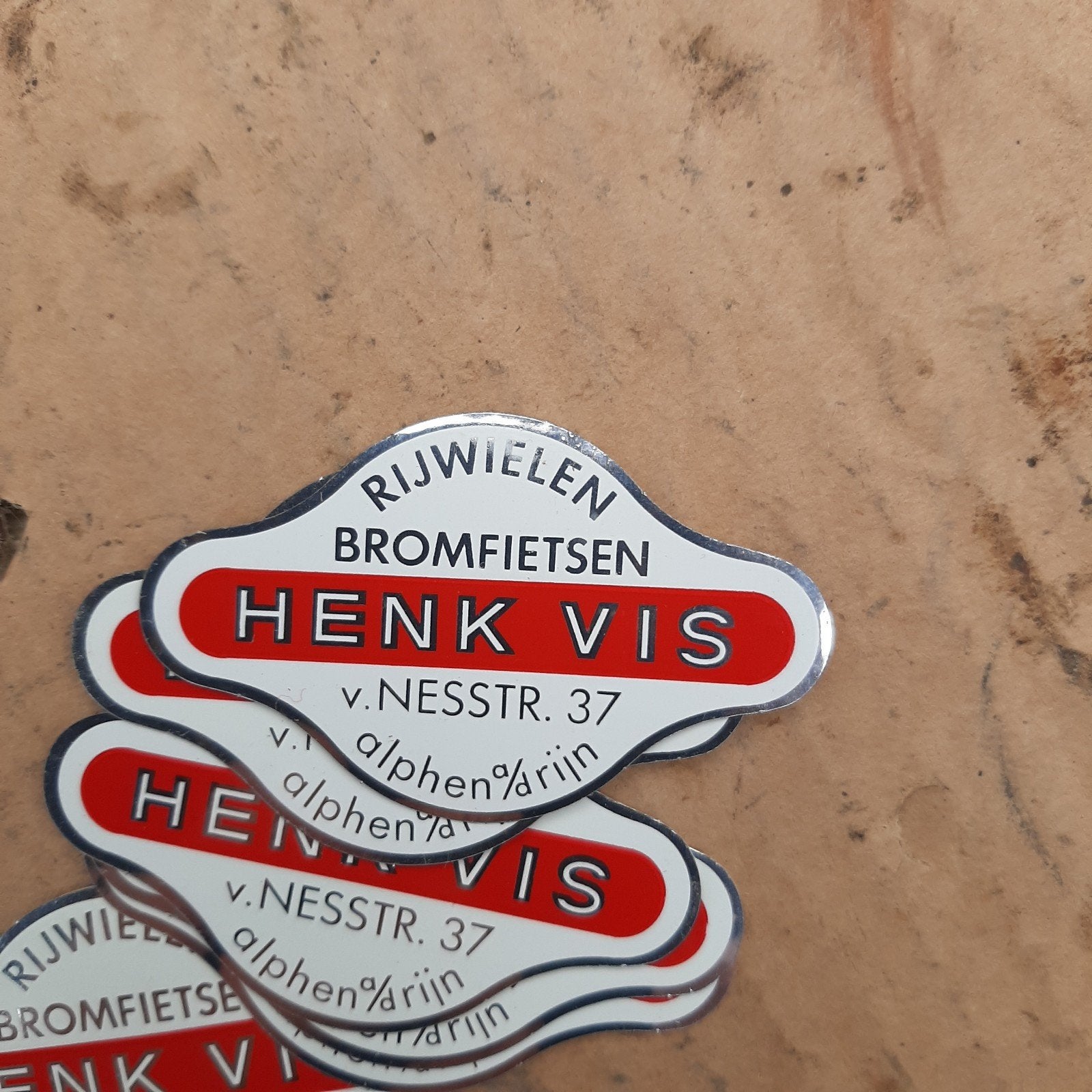 oude spatbord stickers van HENK VIS Alphen aan de rijn €1, Ophalen of Verzenden