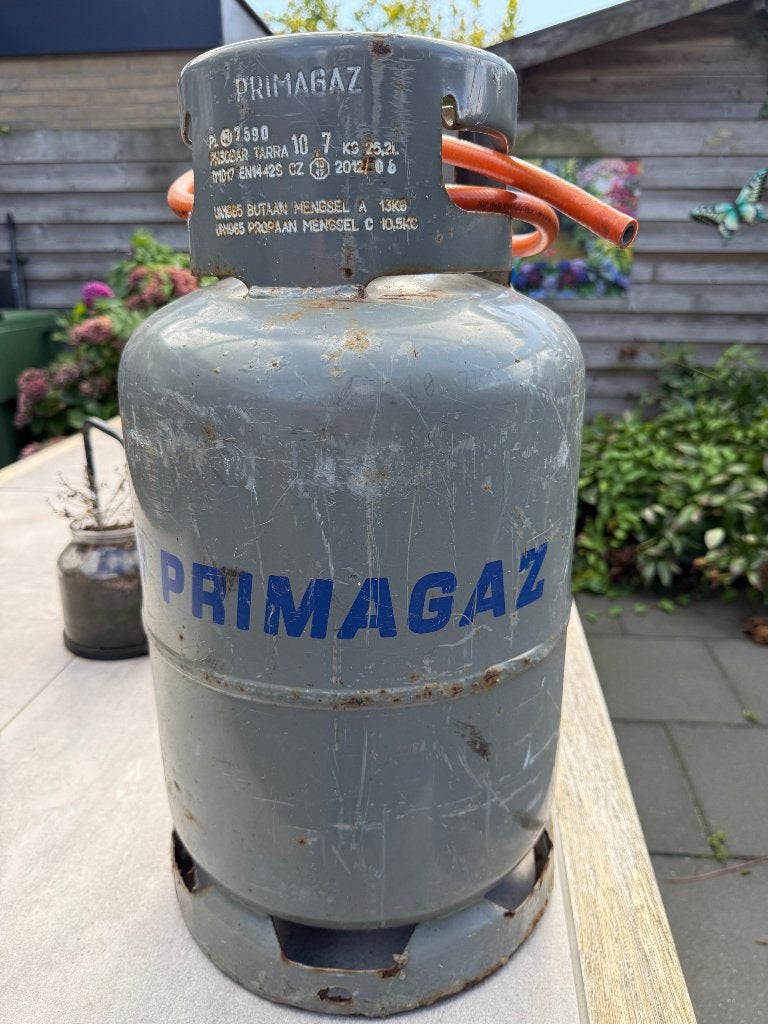 Primagaz gasfles met slang en drukregelaar, Caravans en Kamperen, Kampeeraccessoires, Ophalen, Gebruikt