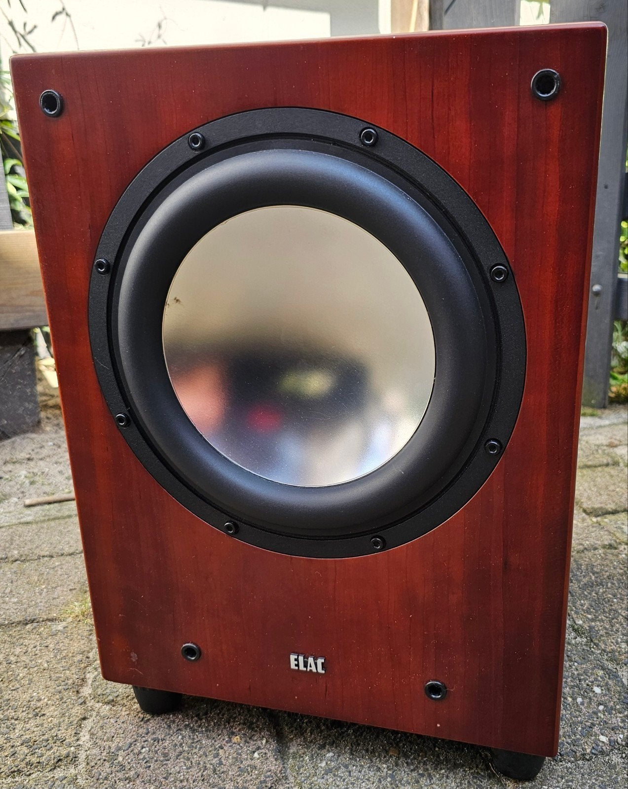 Elac SUB 211.2 ESP klasse sub, dubbelconus,23kg, garantie, Overige merken, Refurbished, Ophalen of Verzenden, AUX-ingang