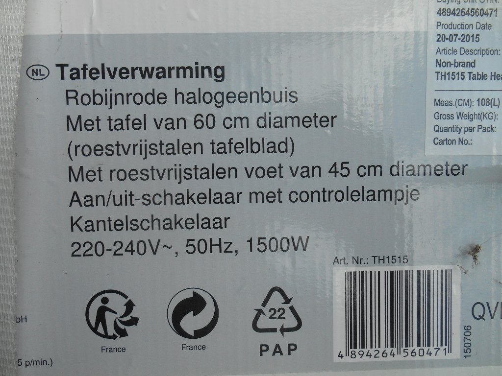 Tafelverwarming - (NIEUW in doos), Ophalen, Nieuw, Elektrisch