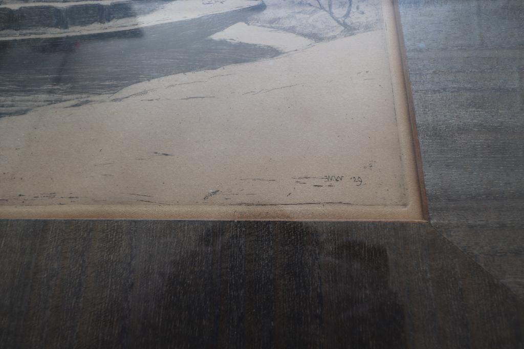 Willem WITJENS grote jaren 20 Ets winterse polder orig lijst, Antiek en Kunst, Kunst | Schilderijen | Klassiek, Ophalen