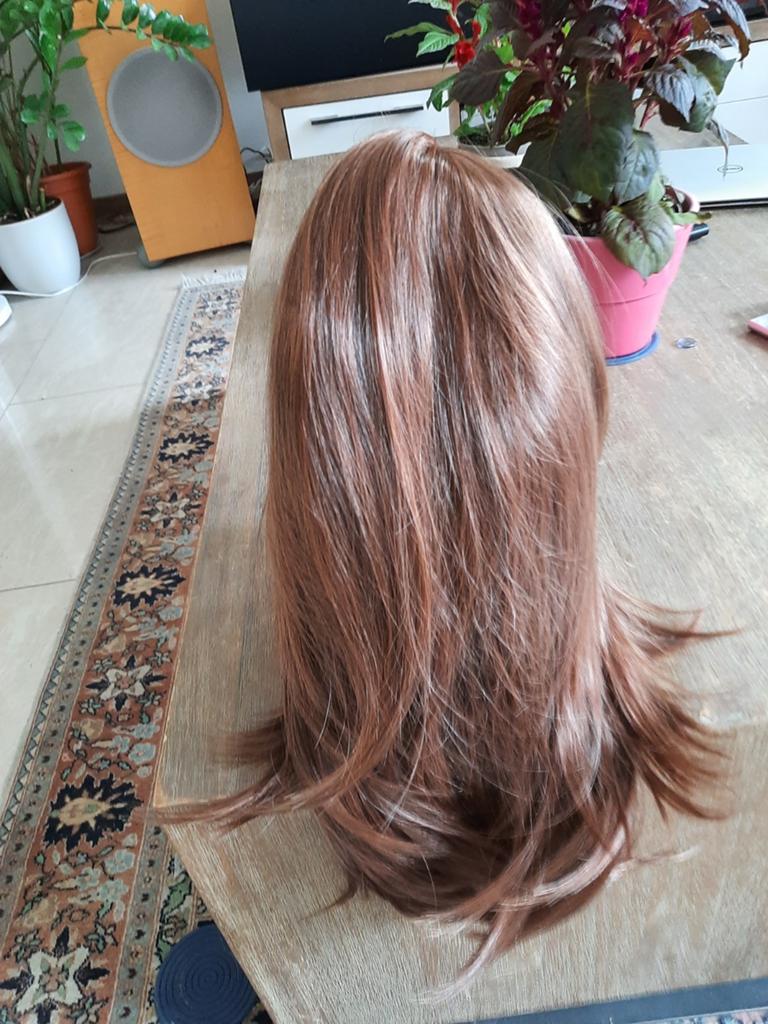 Mooie bruine pruik, halflang haar, Ophalen of Verzenden, Zo goed als nieuw, Pruik of Haarverlenging