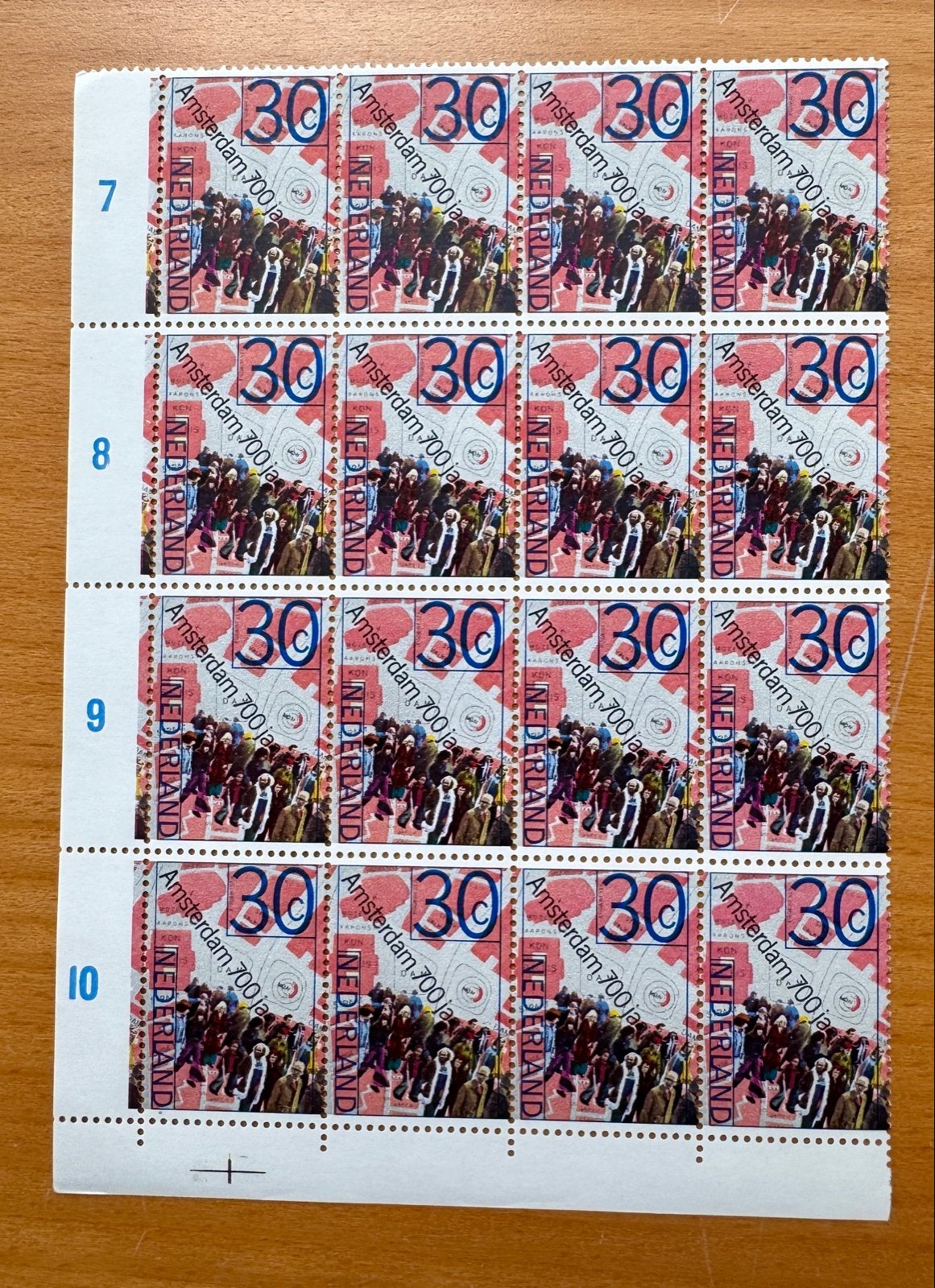 Postzegelvel Amsterdam 700 jaar - 30 cent, Ophalen of Verzenden, Na 1940, Postfris