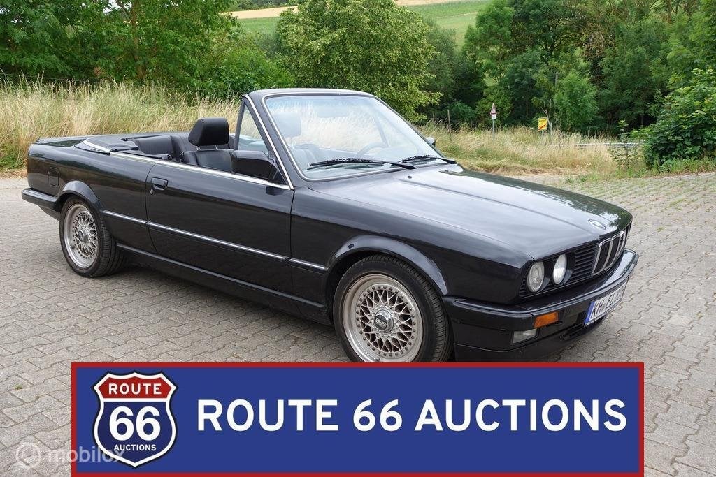 BMW 320i Cabriolet | 1987 | Route 66 Auctions, Auto's, Overige carrosserieën, Zwart, Bedrijf, Handgeschakeld